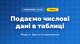 Подаємо числові дані в таблиці (4 клас, Інформатика, Козак)