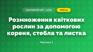 Розмноження квіткових рослин за допомогою кореня, стебла та листка (3 клас, Я досліджую світ, Жаркова)