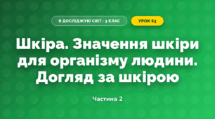 Шкіра. Значення шкіри для організму людини. Догляд за шкірою (3 клас, Я досліджую світ, Жаркова)
