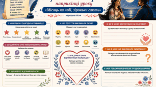 Рефлексивна картка наприкінці уроку до пісні «Місяць на небі, зіроньки сяють»