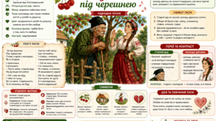 Інфографіка-буклет «Ой під вишнею, під черешнею»: наочний аналіз народної пісні