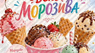 🎉🥳🍦Постер🍓 " МІЖНАРОДНИЙ ДЕНЬ МОРОЗИВА" 🍦🩷