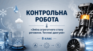 Тематична контрольна робота №3 з фізики (8 клас, НУШ) | Зміна агрегатного стану речовини. Теплові двигуни | з відповідями та детальними розв’язками