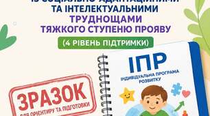 ІПР 4 КЛАС 4 рівень підтримки Соціально-адаптаційні та інтелектуальні труднощі тяжкого ступеня прояву