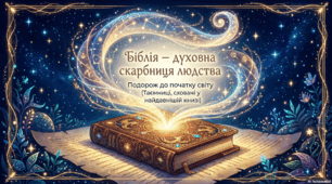 Біблія – духовна скарбниця людства. Біблійні історії про творення світу й перших людей. Причини втрати первісної гармонії людини з Богом і світом.