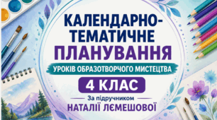 Календарно-тематичне планування уроків образотворчого мистецтва. 4 клас. НУШ. За підручником Наталії Лємешової. 2026–2027 н. р.