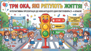 «Три ока, які рятують життя!»: інтерактивна презентація  до Міжнародного дня світлофора (1–4 класи)