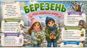 БЕРЕЗЕНЬ. Плакат/постер (на 1, 4, 9 аркушах) + пазл