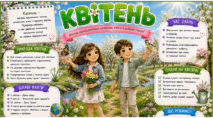 КВІТЕНЬ. Плакат/постер (на 1, 4, 9 аркушах) + пазл