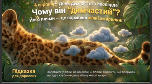 Презентація+конспект заняття "4 серпня - День димчастого леопарда ". Тематичне заняття.