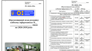 Перспективний план розвитку кабінету інформатики Вашого ліцею  на 2026-2030 роки