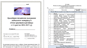 Календарно-тематичне планування навчального матеріалу із «Основ християнської етики» в 11 класі на 35 год. (1 на тиждень)за НОВОЮ програмою (автори: Сохань Г.С., Гусаков І.М., Гусак М.Є.) на 2026-2027 н.р.