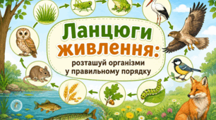Ланцюги живлення: розташуй організми у правильному порядку