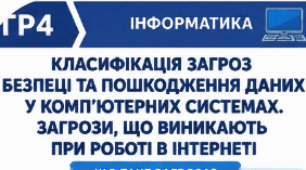 Рефлексивна картка та картка емоційного налаштування до уроку "ГР4 Класифікація загроз безпеці та пошкодження даних у комп’ютерних системах. Загрози, що виникають при роботі в інтернеті"