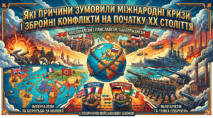 Які причини зумовили міжнародні кризи і збройні конфлікти на початку ХХ століття.