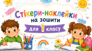 Стікери-наклейки на зошити для учнів 1 класу