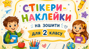 Стікери-наклейки на зошити для учнів 2 класу
