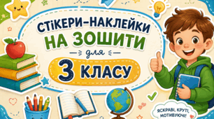 Стікери-наклейки на зошити для учнів 3 класу
