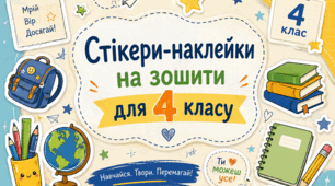 Стікери-наклейки на зошити для учнів 4 класу