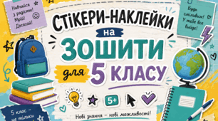 Стікери-наклейки на зошити для учнів 5 класу