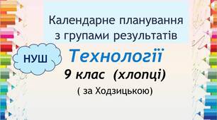 Календарно-тематичне планування з технологій для 9 класу НУШ (хлопці, за Ходзицькою)