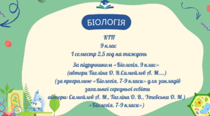 КТП «Біологія» 9 клас (2,5 год. на тиждень) І семестр Тагліна О. В. Самойлов А. М.