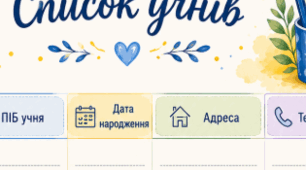 Аркуш "Список учнів класу"