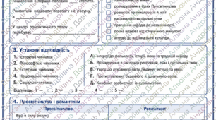 Робочий аркуш із зарубіжної літератури для 9 класу НУШ за темою «Романтизм у літературі та мистецтві»