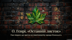 О. Генрі. «Останній листок». Гімн людині, що здатна на самопожертву заради ближнього.