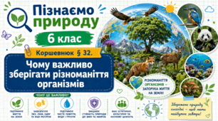 Чому важливо зберігати різноманіття організмів. Презентація, інфографіка, робочий аркуш