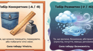 Битва закінчень: -А/-Я проти -У/-Ю в родовому відмінку (Інфографіка + Відеопояснення для 6 класу та підготовки до НМТ)