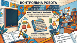 Контрольна робота. Розкладання многочленів на множники. Формули скороченого множення