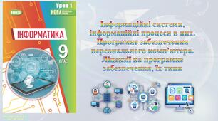 Інформаційні системи, інформаційні процеси в них. Програмне забезпечення персонального комп’ютера. Ліцензії на програмне забезпечення, їх типи (НУШ)