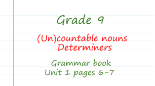 Prepare 9. Unit 1. (Un)countable nouns. Determiners