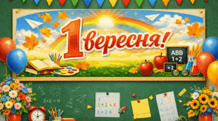 Розтяжка (вивіска) на дошку: «1 вересня!» (у кількох форматах)