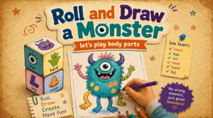 Roll & Draw a Monster! — Let's Learn Body Parts!