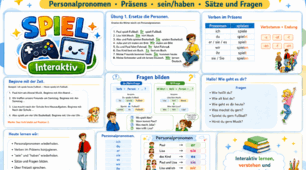 Готовий урок німецької мови A1.1 - A1.2: Personalpronomen, Präsens, sein/haben, Sätze und Fragen