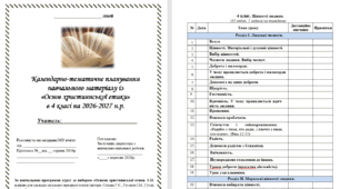 Календарно-тематичне планування навчального матеріалу із «Основ християнської етики» в 4 класі на 35 год. (1 на тиждень)за НОВОЮ програмою (автори: Сохань Г.С., Гусаков І.М., Гусак М.Є.) на 2026-2027 н.р.