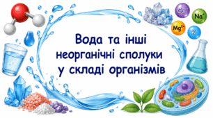Вода та інші неорганічні сполуки у складі організмів. 9 клас НУШ.