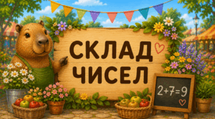 Капібари вивчають склад числа — картки з математики для 1 класу.
