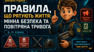Презентація: «Правила, що рятують життя: мінна безпека та повітряна тривога» — Готова виховна година (презентація + конспект НУШ 3–11 класи) | Матеріали з БЖД