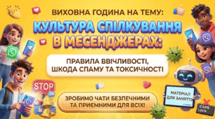 Виховна година для НУШ: "Культура спілкування в месенджерах: правила ввічливості, шкода спаму та токсичності"+ робочі аркуші
