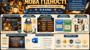 «Мова гідності». Презентація, поробка, наочність, картки, гра Wordwall і методичний супровід для 3–4 класів