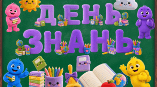 🌟 Нове оформлення дошки до 1 Вересня — «ДЕНЬ ЗНАНЬ» у пухнастому стилі! 💜📚