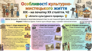 Особливості культурно-мистецького життя в середині ХІХ – на початку ХХ століття. Ч2