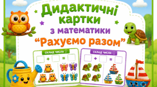 Дидактичні картки з математики "Рахуємо разом" (склад числа)