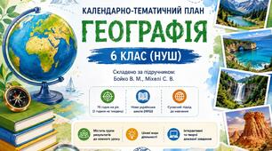 Календарно-тематичне планування з географії, 6 клас НУШ, за підручником Бойко В. М., Міхелі С. В. за групами результатів, 70  годин на рік (2 год/тиждень)