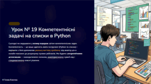 Урок № 19. Розв’язування компетентнісних задач на створення, опрацювання та сортування списків у Python. Частина 1.