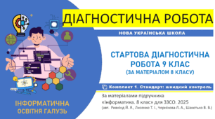 Діагностична робота "Інформатика. Старт 9 клас НУШ. Повторення та діагностика знань за курс 8 класу" (підручник авт. Ривкінд Й. Я. та ін., 2025 р. )