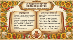 Спрощення в групах приголосних звуків. Зміни приголосних під час словотвору
